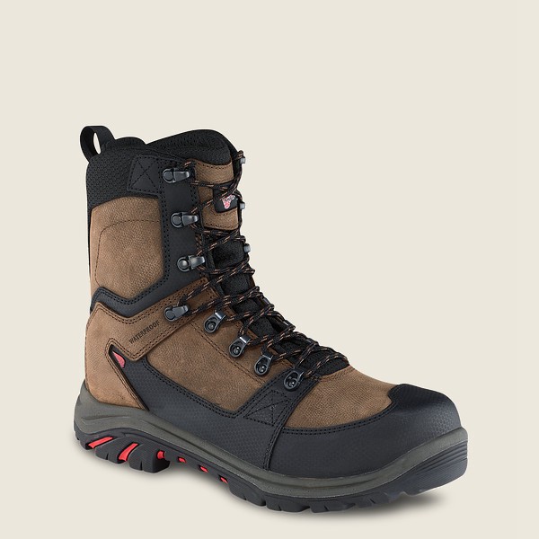 Red Wing Safety Boots Brown/Black - Mens Trades - 8-inch Insulated Waterproof Toe - 7036-GYTXP